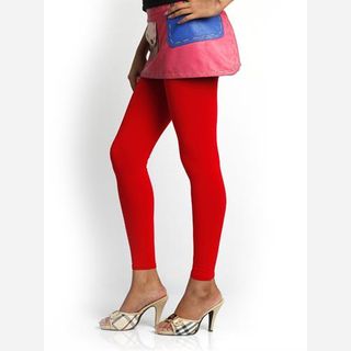 women red cotton leggings